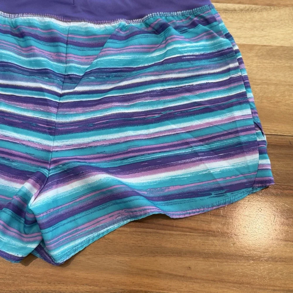 Athletic Works DriWorks Girls Active Running Shorts Purple Teal Lined Size 14/16